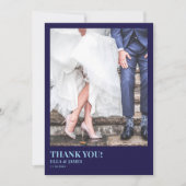 Moderne Minimalistische 2-Foto-Hochzeit Dankeskarte (Vorderseite)