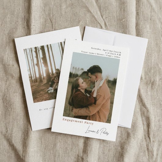 Moderne Minimalistische 2-Foto Hochzeit Einladung