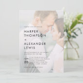 Moderne Minimalistische 2-Foto Hochzeitseinladung Einladung (Stehend Vorderseite)