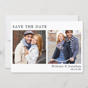 Moderne Minimalistische 2-Foto-Save the Date-Karte Save The Date