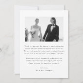 Moderne minimalistische 2-Foto-Script-Hochzeit Dankeskarte (Rückseite)