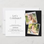 Moderne Minimalistische 3-Foto-Graduierungspartei Einladung (Rückseite)