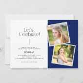 Moderne Minimalistische 3-Foto-Graduierungspartei Einladung (Rückseite)