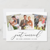 Moderne Minimalistische 3 Foto Kalligrafie Hochzei Ankündigung (Vorderseite)