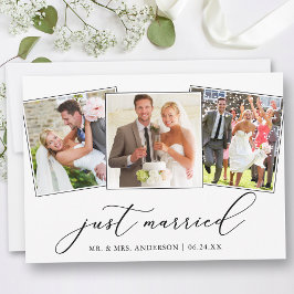 Moderne Minimalistische 3 Foto Kalligrafie Hochzei Ankündigung