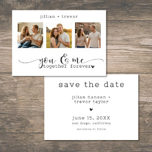 Moderne minimalistische 3-Foto-Script-Collage-Hoch Save The Date