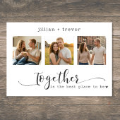 Moderne Minimalistische 3-Foto-Script-Collage-Hoch Save The Date