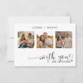 Moderne Minimalistische 3-Foto-Script-Collage-Hoch Save The Date (Vorderseite)