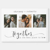 Moderne minimalistische 3-Foto-Script-Collage Magnet (Vorderseite)