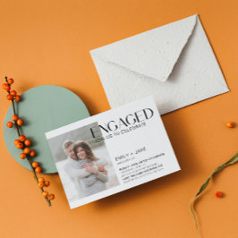 Moderne Minimalistische 3-Foto-Verlobung Schwarz/W Einladung