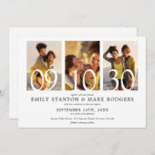 Moderne Minimalistische 3 Fotocollage Hochzeit Einladung (Vorne/Hinten)