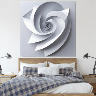 Moderne minimalistische 3D-geometrische weiße Rose Leinwanddruck