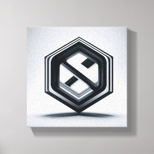 Moderne minimalistische 3D-Sechseck-Kunst - Abstra Leinwanddruck