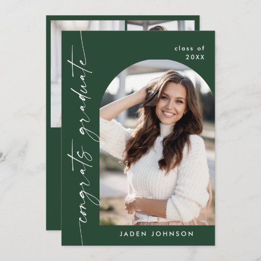 Moderne Minimalistische 4-FOTO-Graduierungspartei Einladung (Vorne/Hinten)