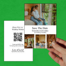 Moderne Minimalistische 4-Foto-Save the Date-Karte Einladung