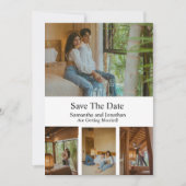 Moderne Minimalistische 4-Foto-Save the Date-Karte Einladung (Vorderseite)