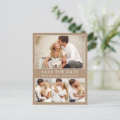 Moderne Minimalistische 4 Fotos Save the Date Kraf Postkarte (Stehend Vorderseite)