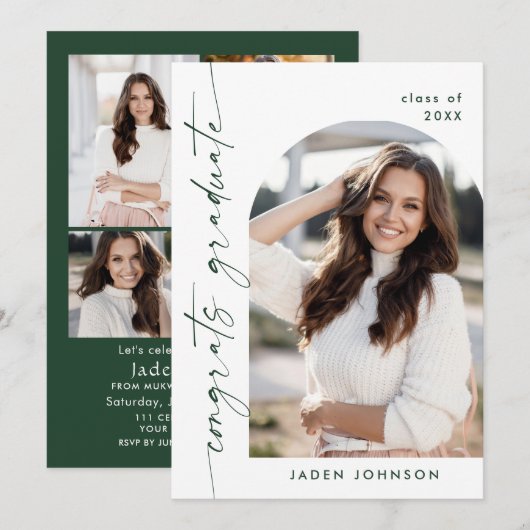 Moderne Minimalistische 5-FOTO-Graduierungspartei Einladung (Vorne/Hinten)