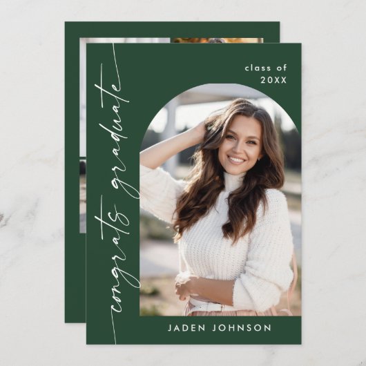 Moderne Minimalistische 5-FOTO-Graduierungspartei Einladung (Vorne/Hinten)