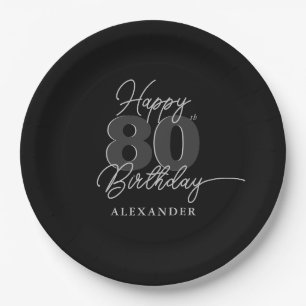 Moderne Minimalistische 80. Geburtstagsfeier Schwa Pappteller