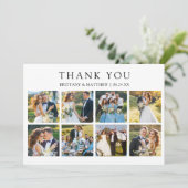 Moderne Minimalistische 8-Foto-Hochzeit Dankeskarte (Stehend Vorderseite)