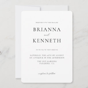 Moderne, Minimalistische, abgerundete Corner Weddi Einladung