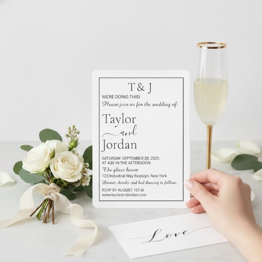 Moderne minimalistische abgerundete Ecke Schwarz & Einladung