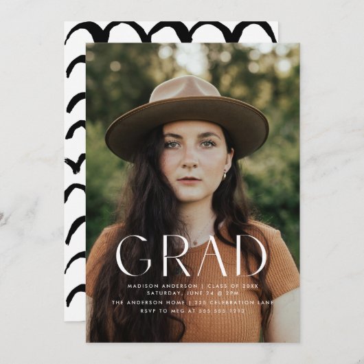 Moderne Minimalistische Abschluss-Announctions-Kar Ankündigung (Vorne/Hinten)