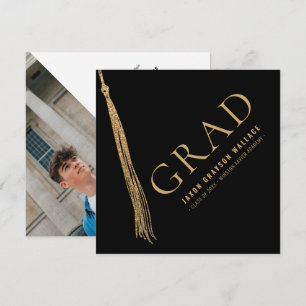Moderne Minimalistische Abschluss-Foto-Gold-Abschl Einladung