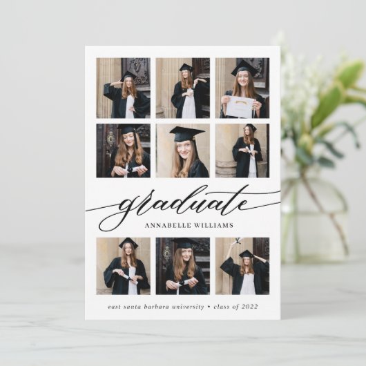 Moderne Minimalistische Abschluss-FotoCollage Ankündigung (Stehend Vorderseite)