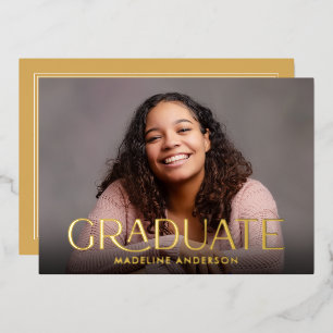 Moderne Minimalistische Abschlussfoto Gold Folieneinladung