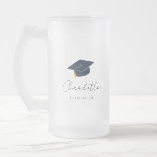 Moderne minimalistische Abschlussklasse 2026 Gradu Mattglas Bierglas