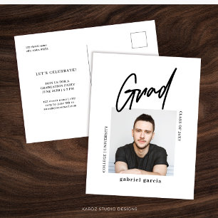 Moderne Minimalistische Absolventenparty-Einladung Postkarte