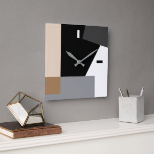 Moderne minimalistische abstrakte Blockkunst-Muste Quadratische Wanduhr