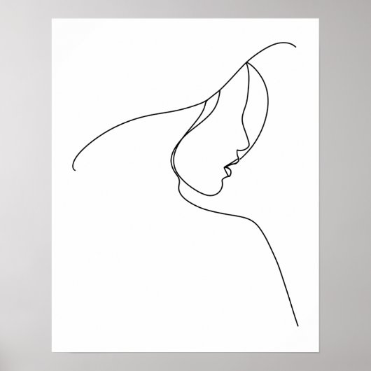 Moderne Minimalistische Abstrakte Frau in Hat Line Poster (Vorne)
