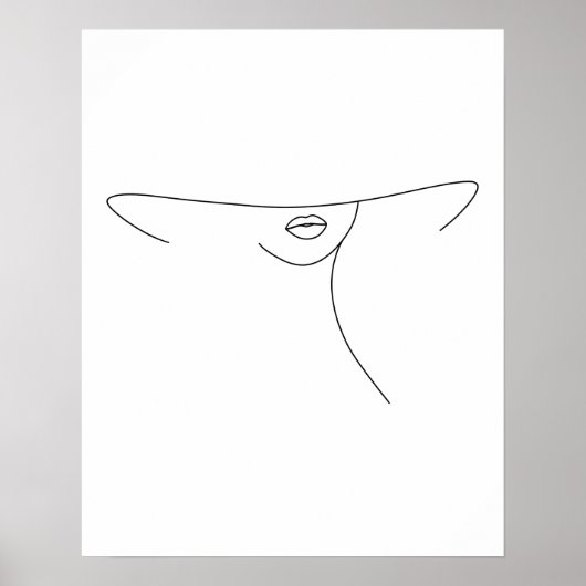 Moderne Minimalistische Abstrakte Frau in Hat Line Poster (Vorne)