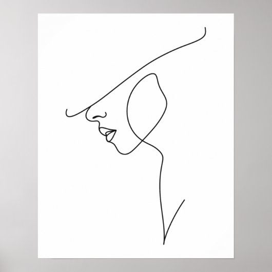Moderne Minimalistische Abstrakte Frau in Hat Line Poster (Vorne)