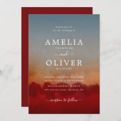Moderne Minimalistische Abstrakte Hochzeiten in Ro Einladung (Vorne/Hinten)