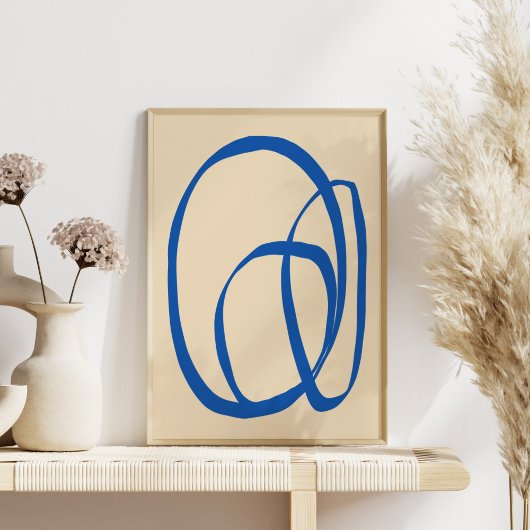Moderne, Minimalistische Abstrakte Kunst in Blauen Poster