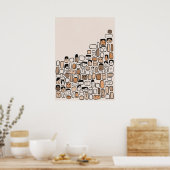 Moderne Minimalistische Abstrakte Line Face Art Poster (Küche)