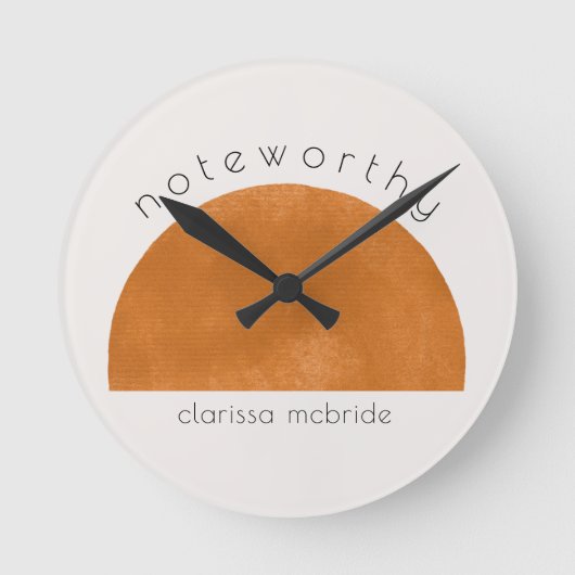 Moderne Minimalistische Abstrakte Sonne Personalis Runde Wanduhr (Vorderseite)