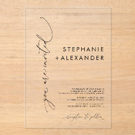 Moderne Minimalistische Akryllische Hochzeitseinla Acryleinladungen