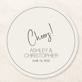 Moderne Minimalistische Alabaster-Hochzeit Runder Pappuntersetzer