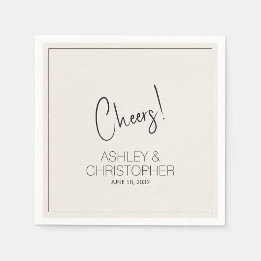 Moderne Minimalistische Alabaster-Hochzeit Serviette (Vorderseite)