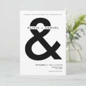 Moderne, Minimalistische Ampere und Weiße Hochzeit Einladung (Stehend Vorderseite)