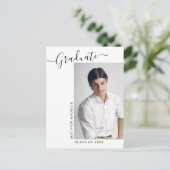 Moderne Minimalistische Ankündigung 1 Foto Abschlu Postkarte (Stehend Vorderseite)