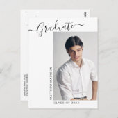 Moderne Minimalistische Ankündigung 1 Foto Abschlu Postkarte (Vorne/Hinten)