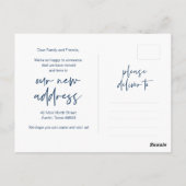 Moderne minimalistische Ankündigung neuer Zuhause- Postkarte (Rückseite)