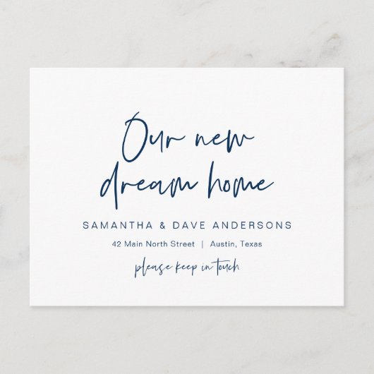 Moderne minimalistische Ankündigung neuer Zuhause- Postkarte (Vorderseite)