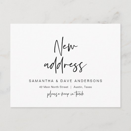 Moderne minimalistische Ankündigung neuer Zuhause- Postkarte (Vorderseite)